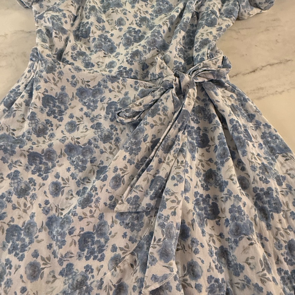 Trixxi Blue Floral print Tie-Waist Dress - Picture 3 of 8